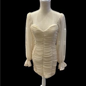 Romantic Era Mesh Mini Dress - Cream